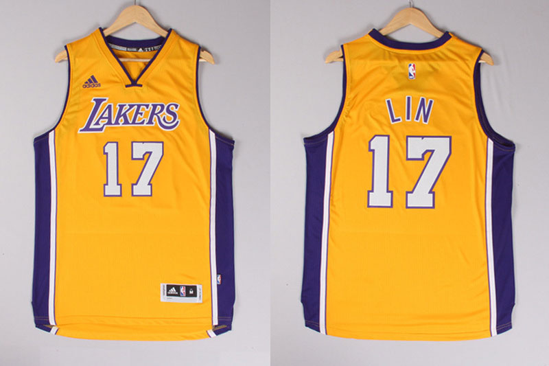 2014 2015  NBA Los Angeles Lakers 17 Jeremy Lin New Revolution 30 Swingman Yellow Jersey