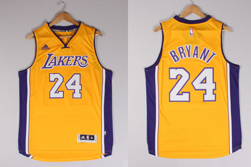 2014 2015  NBA Los Angeles Lakers 24 Kobe Bryant New Revolution 30 Swingman Yellow Jerseys