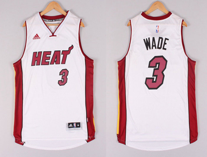 2014 2015  NBA Miami Heat 3 Dwyane Wade New Revolution 30 Swingman White Jersey