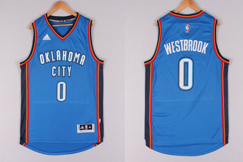 2014 2015  NBA Oklahoma City Thunder 0 Russell Westbrook New Revolution 30 Swingman Blue Jersey