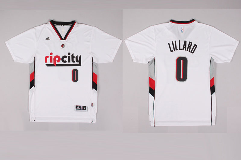 2014 2015  NBA Portland Trail Blazers 0 Damian Lillard New Revolution 30 Swingman Rip City White Jerseys