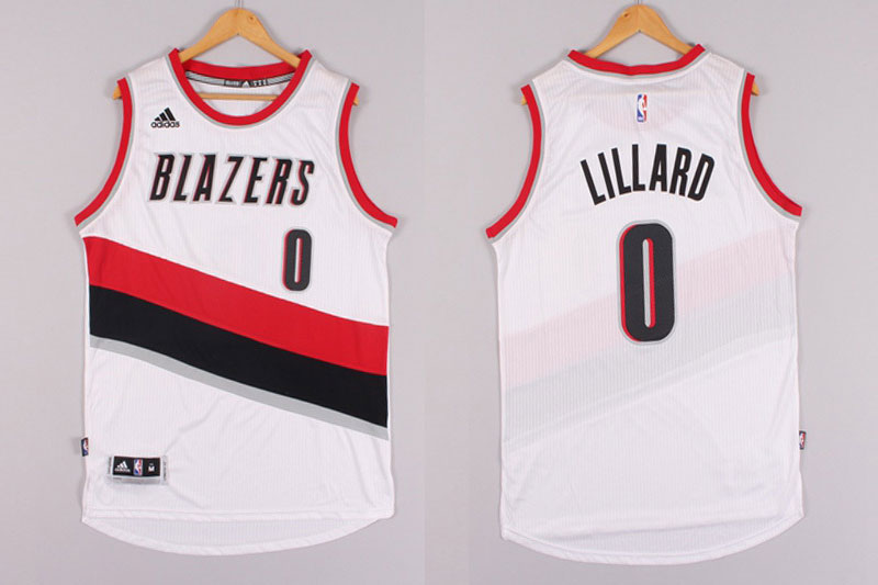 2014 2015  NBA Portland Trail Blazers 0 Damian Lillard New Revolution 30 Swingman White Jerseys