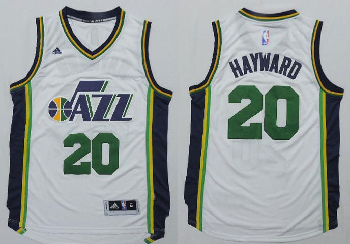 2014 2015  NBA Utah Jazz 20 Gordon Hayward New Revolution 30 Swingman Navy White Jersey