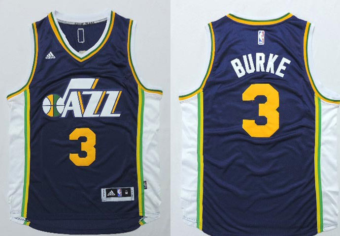 2014 2015  NBA Utah Jazz 3 Trey Burke Gordon Hayward New Revolution 30 Swingman Navy Blue Jersey