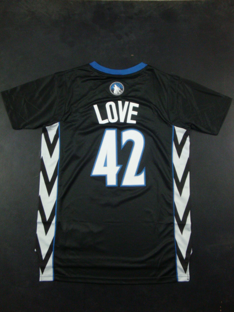 2014  NBA Minnesota Timberwolves 42 Kevin Love Revolution 30 Swingman Alternate Black Jersey With Sleeve