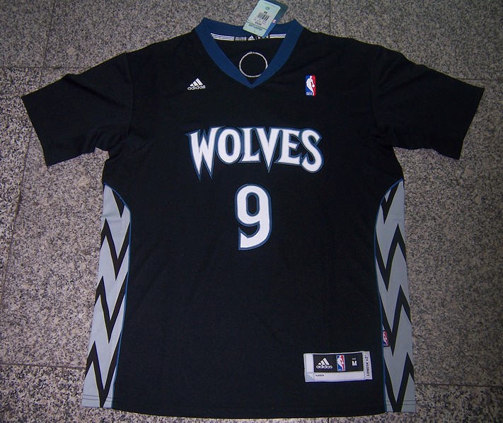 2014  NBA Minnesota Timberwolves 9 Ricky Rubio Revolution 30 Swingman Alternate Black Jersey With Sleeve