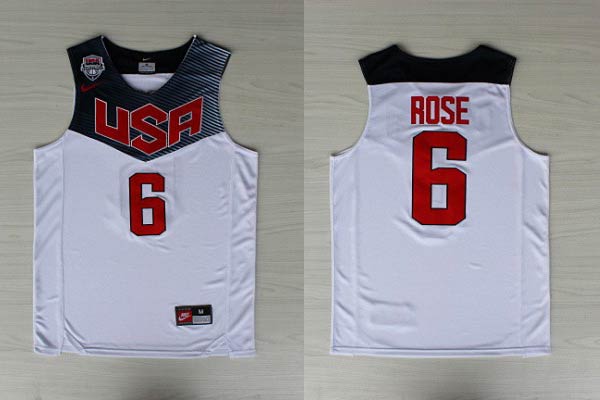 2014 World Cup USA Basketball Jerseys 6 Derrick Rose New Revolution 30 Swingman White Jersey