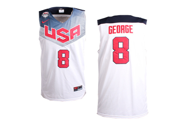 2014 World Cup USA Basketball Jerseys 8 Paul George New Revolution 30 Swingman White Jersey