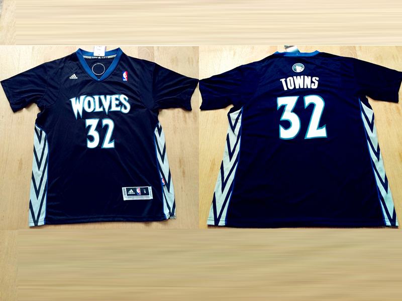 2015   2016  NBA Minnesota Timberwolves 32 Karl Anthony Towns Jersey New Revolution 30 Swingman Road Black Jersey With Sleeve