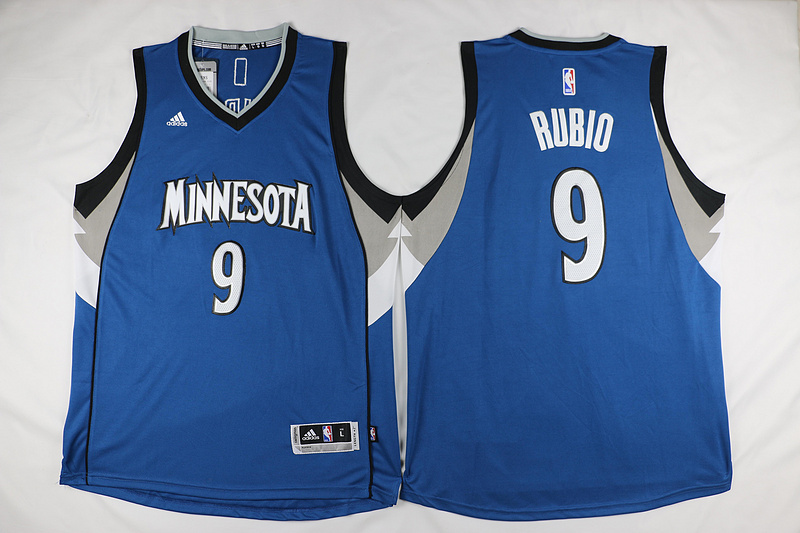 2015   2016  NBA Minnesota Timberwolves 9 Ricky Rubio Jersey New Revolution 30 Swingman Road Blue Jersey