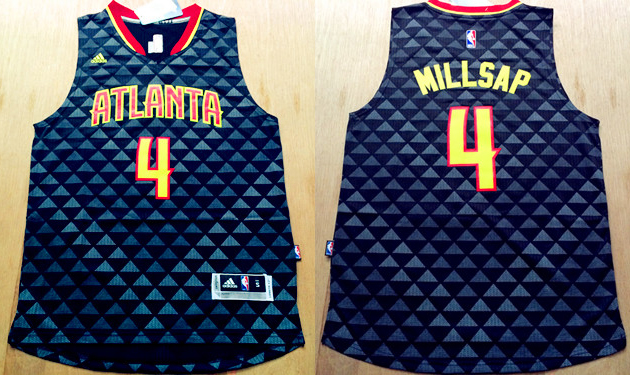 2015 2016  NBA Atlanta Hawks 4 Paul Millsap New Revolution 30 Swingman Black Jersey