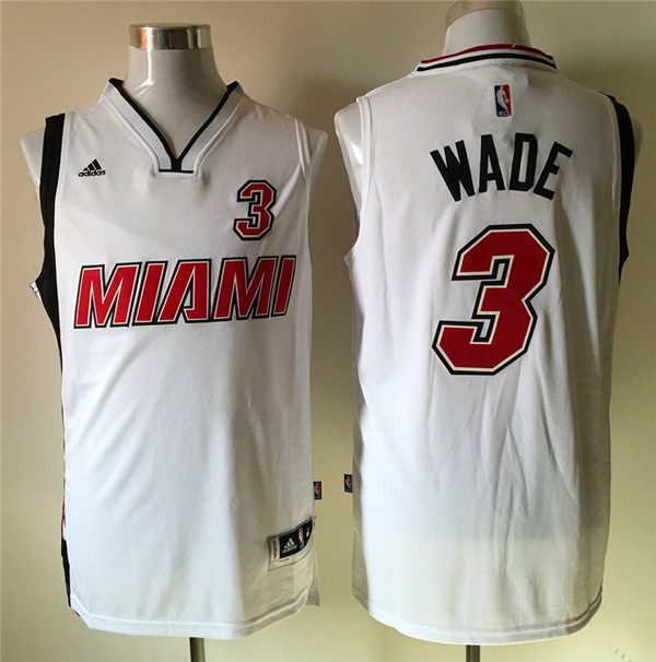 2015 2016  NBA Miami Heat 3 Dwyane Wade New Revolution 30 Swingman White Jersey