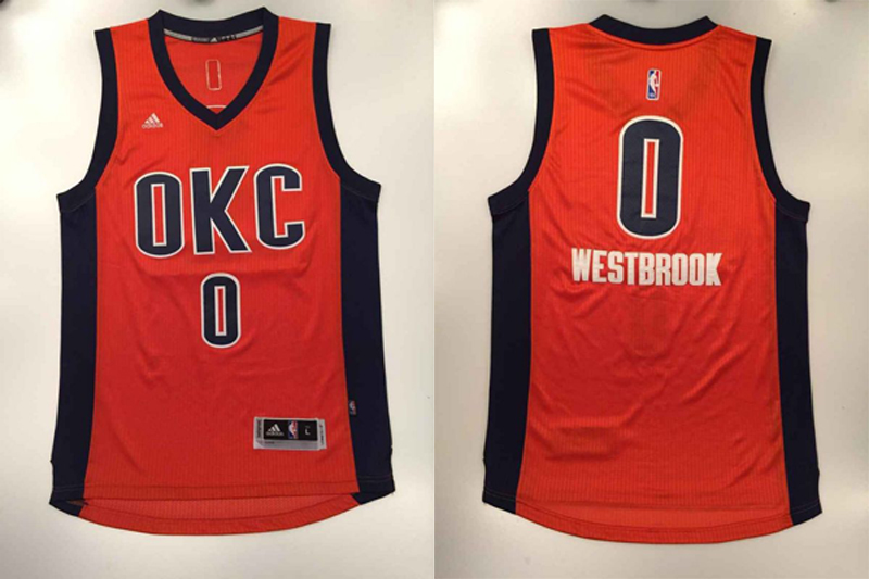 2015 2016  NBA Oklahoma City Thunder 0 Russell Westbrook New Revolution 30 Swingman Orange Jersey