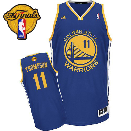 2015 NBA Finals Patch  NBA Golden State Warriors 11 Klay Thompson New Revolution 30 Swingman Blue Jersey