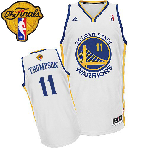 2015 NBA Finals Patch  NBA Golden State Warriors 11 Klay Thompson New Revolution 30 Swingman White Jersey