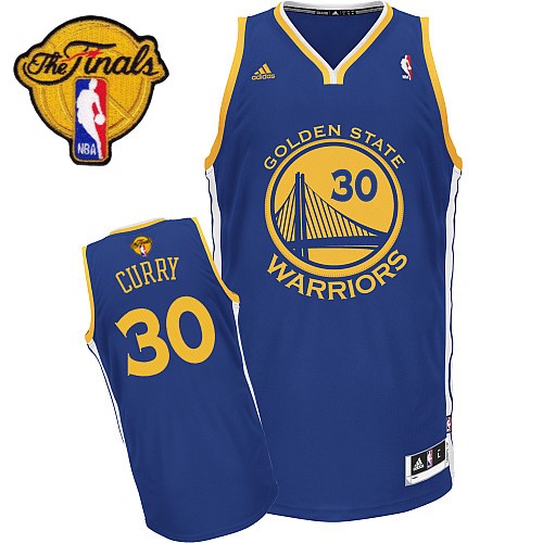 2015 NBA Finals Patch  NBA Golden State Warriors 30 Stephen Curry New Revolution 30 Swingman Blue Jerseys