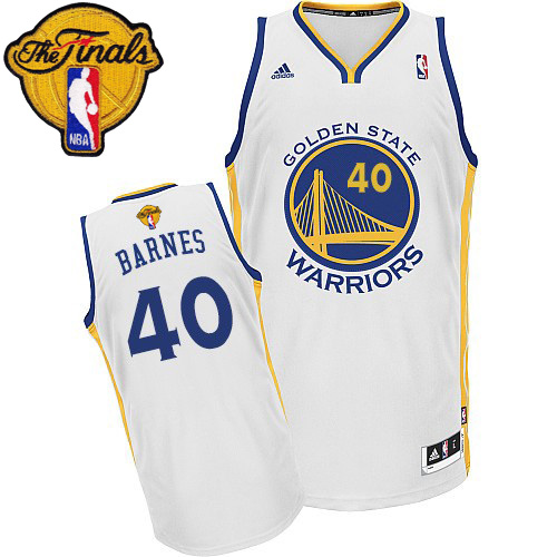 2015 NBA Finals Patch  NBA Golden State Warriors 40 Harrison Barnes New Revolution 30 Swingman White Jersey