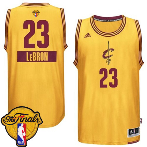 2015 NBA Finals Patch Christmas Day jersey Cleveland Cavaliers 23 LeBron James  Gold Swingman Alternate Jersey