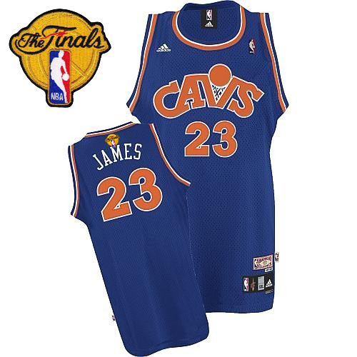 2015 NBA Finals Patch Cleveland Cavaliers 23 Lebron James Blue Cavs Swingman Throwback Jersey