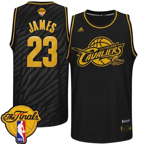 2015 NBA Finals Patch Cleveland Cavaliers 23 Lebron James Static Fashion Swingman Black Gold Jerseys