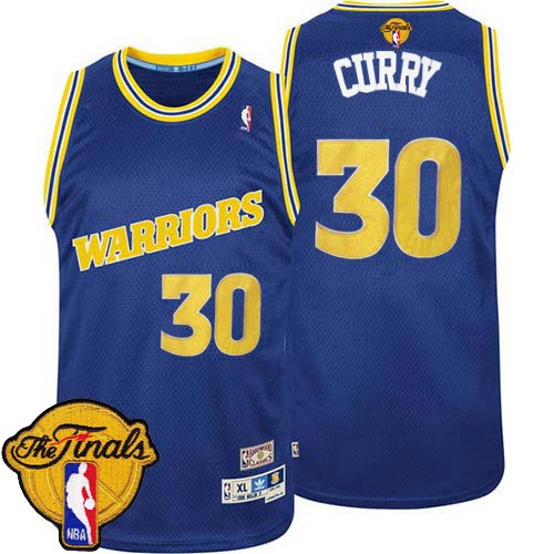 2015 NBA Finals Patch Golden State Warriors 30 Stephen Curry Soul Swingman Blue Jersey