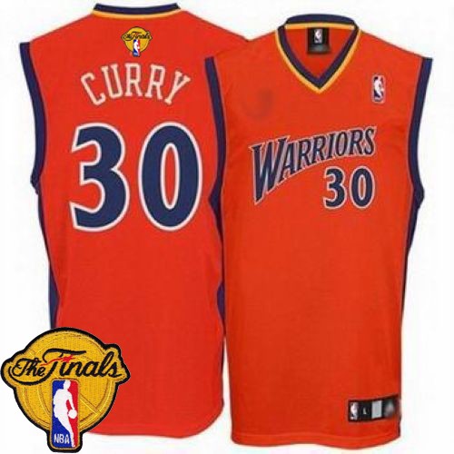 2015 NBA Finals Patch Golden State Warriors 30 Stephen Curry Swingman Red Jersey