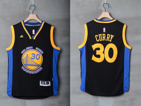 2016   2017  NBA Golden State Warriors 30 Stephen Curry New Revolution 30 Swingman Road black blue Jersey