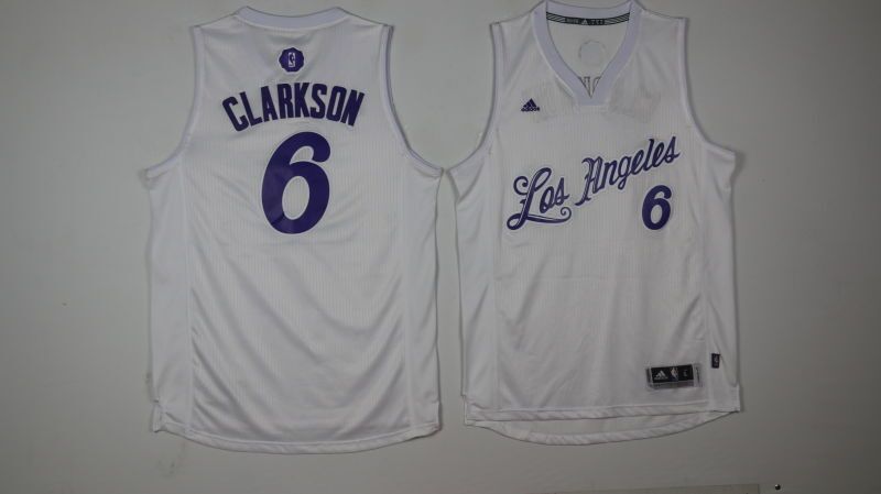 2016 NBA Christmas Day jersey Los Angeles Lakers 6 Jordan Clarkson New Revolution 30 Swingman White Jersey