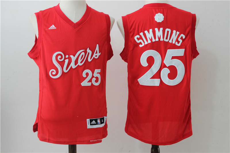 2016 NBA Christmas Day jersey Philadelphia 76ers 25 Ben Simmons New Revolution 30 Swingman Red Jersey
