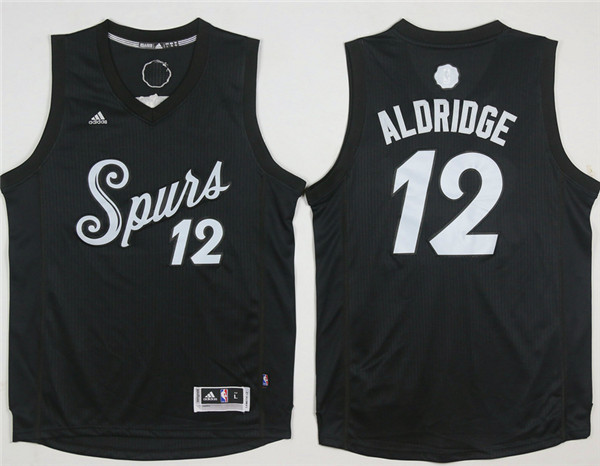 2016 NBA Christmas Day jersey San Antonio Spurs 12 Lamarcus Aldridge New Revolution 30 Swingman Black Jersey