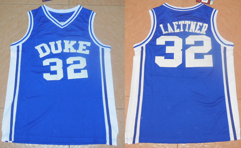 2016 New 32 Christian Laettner Jersey Duke Blue Devils College Basketball Blue Jerseys