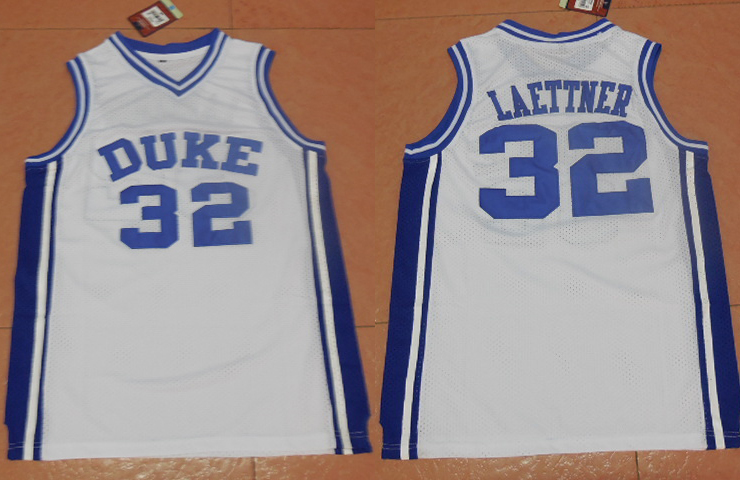 2016 New 32 Christian Laettner Jersey Duke Blue Devils College Basketball White Jerseys