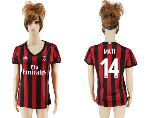 2017 18 AC Milan 14 MATI Home Women Soccer Jersey