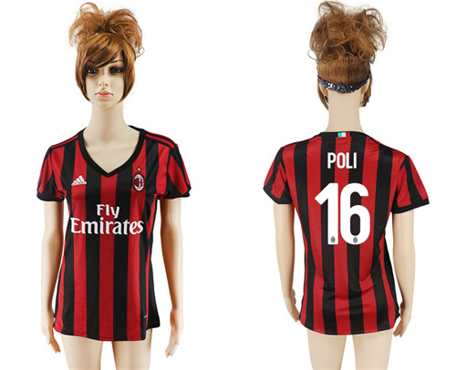 2017 18 AC Milan 16 POLI Home Women Soccer Jersey