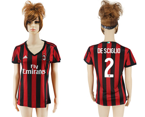 2017 18 AC Milan 2 DE SCIGLIO Home Women Soccer Jersey