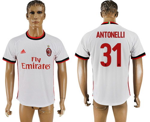 2017 18 AC Milan 31 ANTONELLI Away Thailand Soccer Jersey