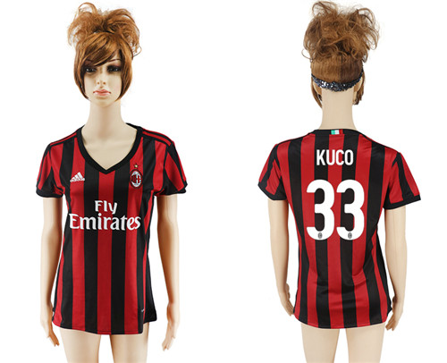 2017 18 AC Milan 33 KUCO Home Women Soccer Jersey