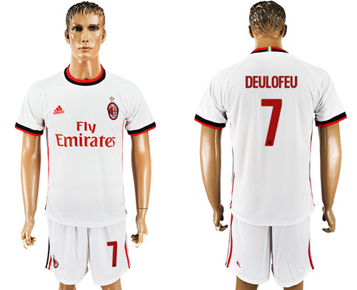 2017 18 AC Milan 7 DEULOFEU Away Soccer Jersey