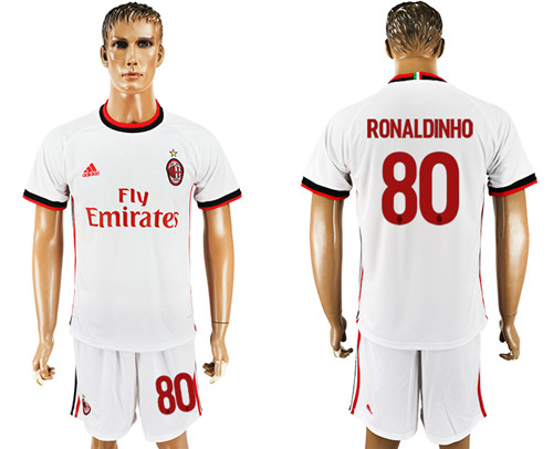 2017 18 AC Milan 80 RONALDINHO Away Soccer Jersey