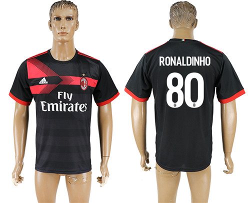 2017 18 AC Milan 80 RONALDINHO Third Away Thailand Soccer Jersey