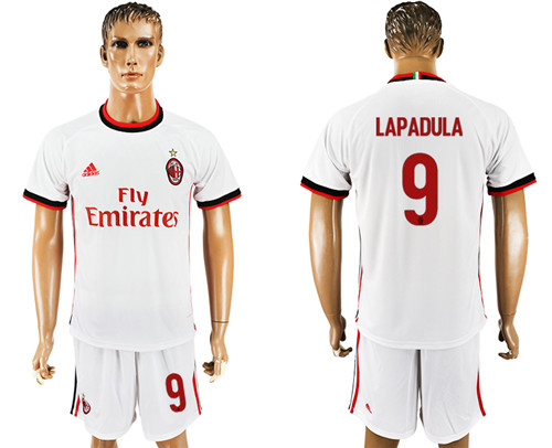 2017 18 AC Milan 9 LAPADULA Away Soccer Jersey