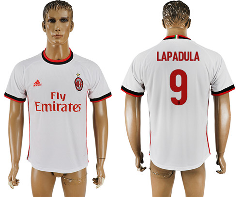 2017 18 AC Milan 9 LAPADULA Away Thailand Soccer Jersey