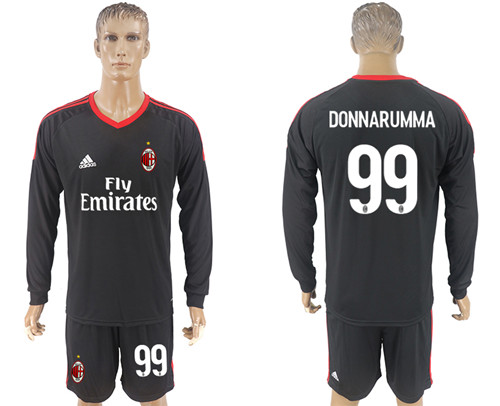 2017 18 AC Milan 99 DONNARUMMA Black Goalkeeper Long Sleeve Soccer Jersey