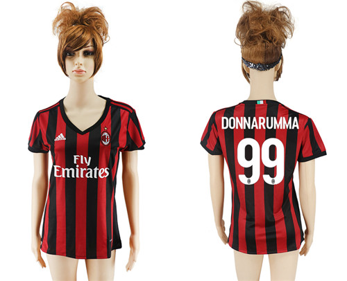 2017 18 AC Milan 99 DONNARUMMA Home Women Soccer Jersey