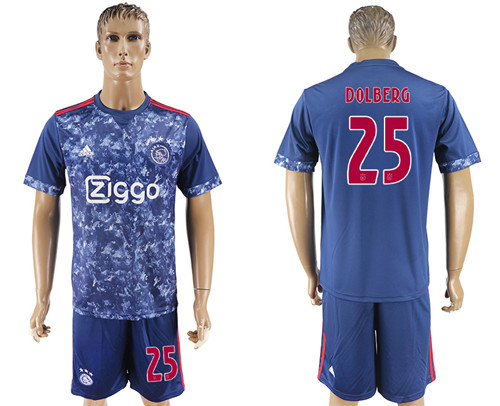 2017 18 AFC Ajax 25 DOLBERG Away Soccer Jersey