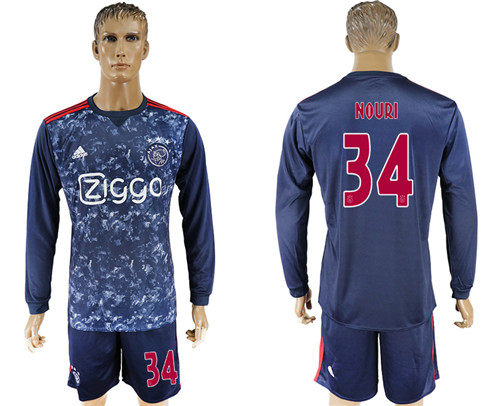 2017 18 Ajax 34 NOURI Away Long Soccer Jersey