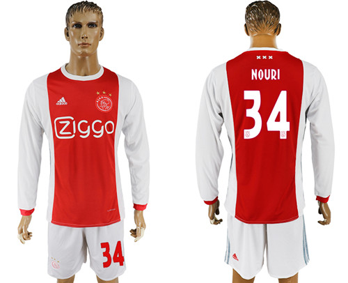 2017 18 Ajax 34 NOURI Home Long Soccer Jersey