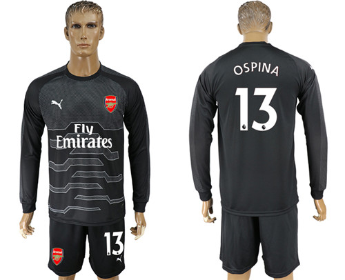 2017 18 Arsenal 13 OSPINA Black Long Sleeve Goalkeeper Soccer Jersey