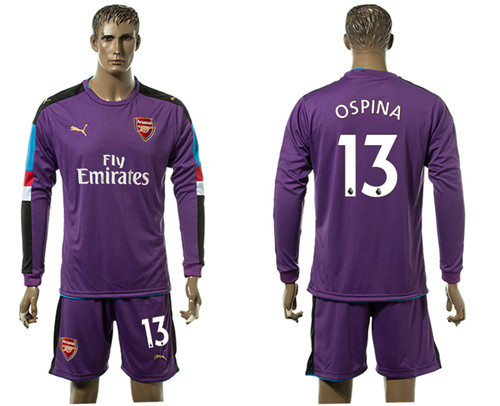 2017 18 Arsenal 13 OSPINA Purple Long Sleeve Goalkeeper Soccer Jersey