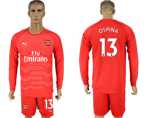 2017 18 Arsenal 13 OSPINA Red Long Sleeve Goalkeeper Soccer Jersey